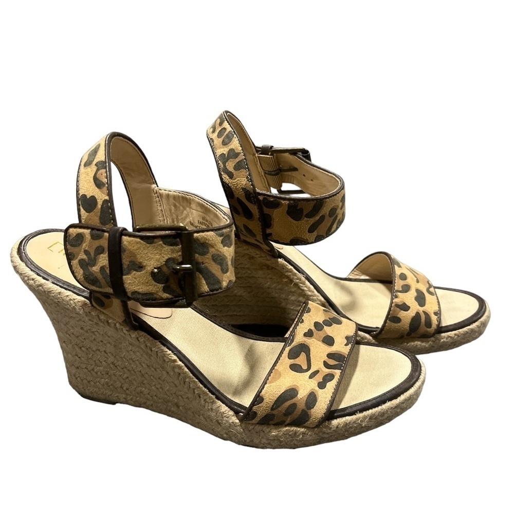Relativity Espadrille Leopard‎ Print Wedge Chunky Heel Y2K Sandals Size 8.5 Boho